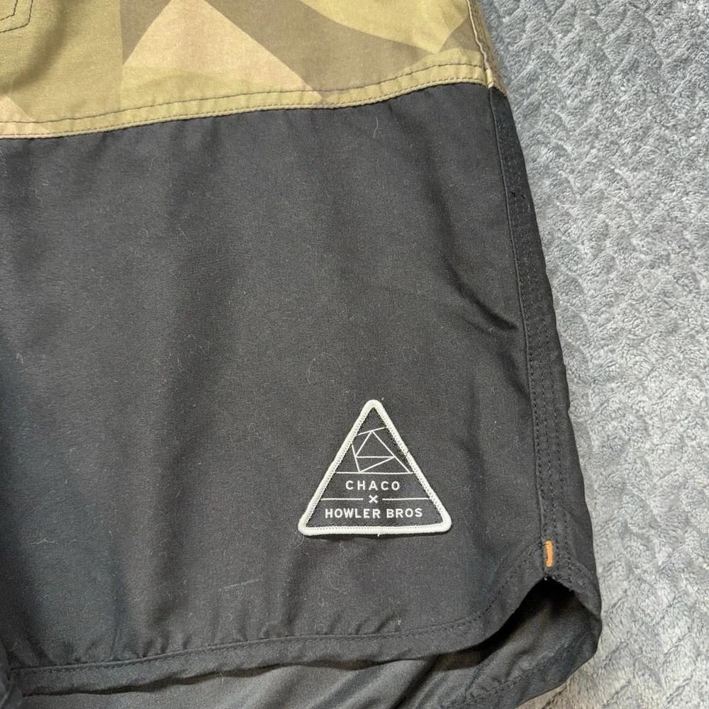 Howler Brothers x Chaco Board Shorts Size 32 Geometric Camo Trunks Surf‎ Swim